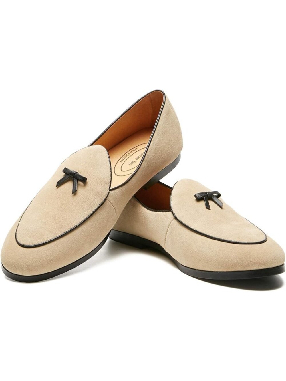 Men's Beige Suede Leather Slip-on Casual Penny Belgian Loafers Flats Shoes - Picture 6 of 6